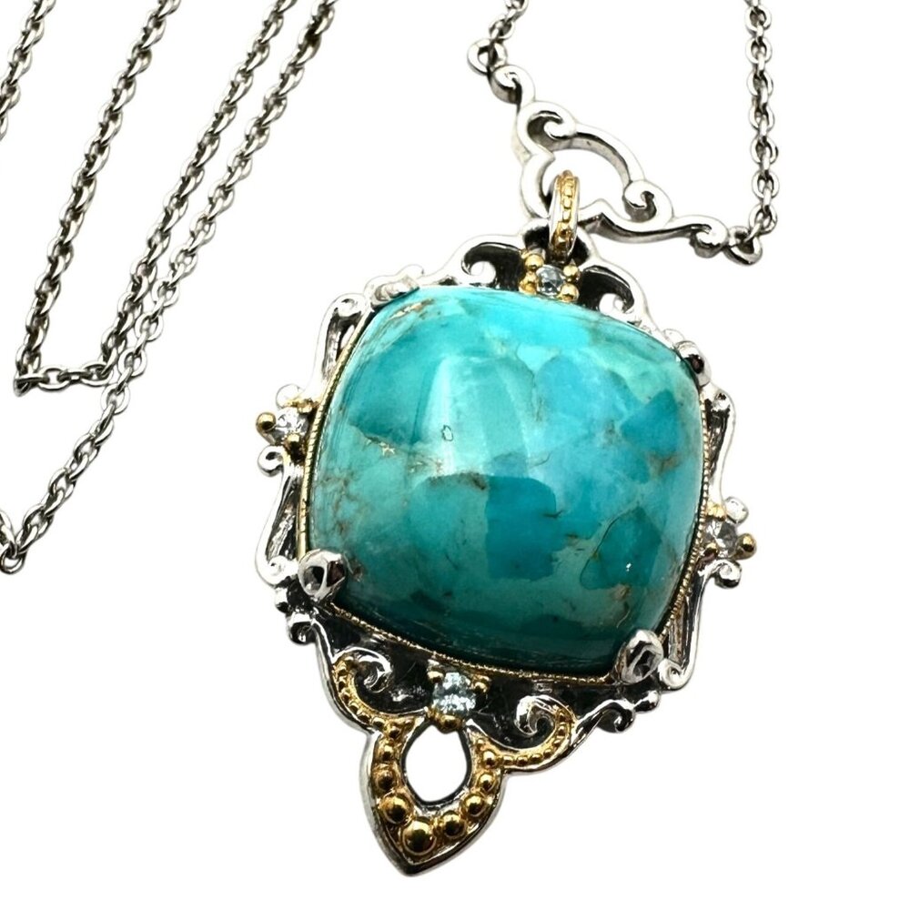 Gems En Vogue Michael Valitutti Turquoise Sterling Silver Pendant 17 Inch